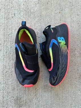 Nike Kids Black Slip-On Sneakers with Neon Rainbow Accents